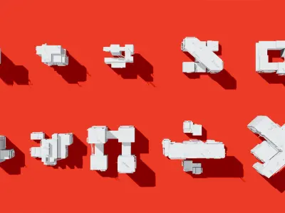 Sci-Fi Buildings Pack Low-poly 3D model