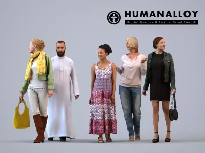 Basics0849 - A set containing 5 models of male and female 3D model