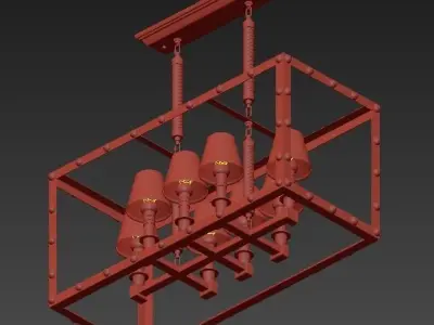 LOFT1176 brass light fixture with shades 3D model