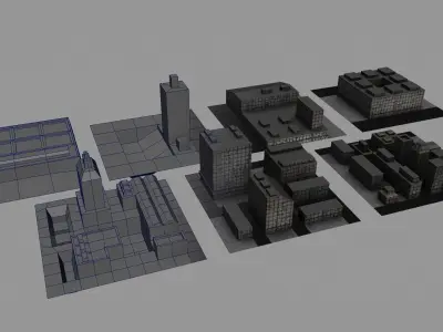 Greeble City Pieces Low-poly 3D model