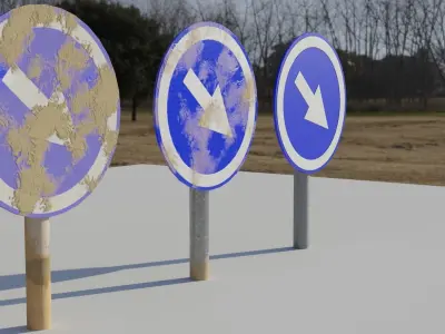 Keep Right - Round Road Signal Free 3D model