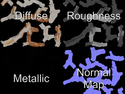 Rustic Wireframe Dodecahedron Model Pack Low-poly 3D model