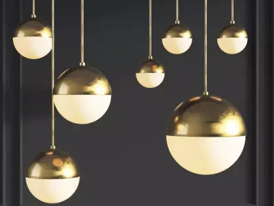Suspension light Copper Light Pendant Orb 3D model