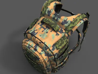 Backpack military soldier armor develop fantasy  Low-poly 3D model