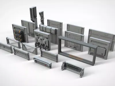 sci-fi Architecture kitbash 16 3D model