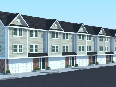 Apartment townhouses with garages 3D model