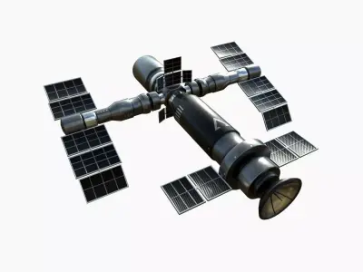 Satellite F06 Steel Black - SciFi Space Design Low-poly 3D model