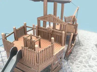 Playground Wood Ship Low-poly 3D model