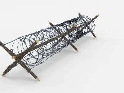 Lowpoly Barb Wire Obstacle 3D model