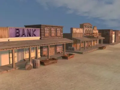 Old West Town AAA Low-poly 3D model