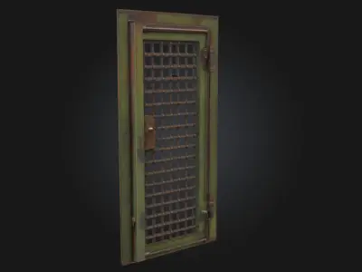 Rusty Grid Door Aged Metal Barrier 3D model