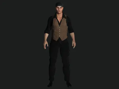 AAA 3D REALISTIC CHARACTER - EUROPEAN BOUNCER 1920 ERA NPC Low-poly 3D model