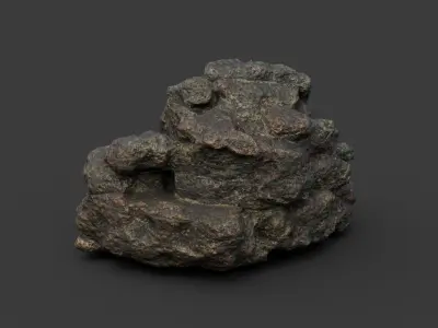 Low poly Black Mossy Lava Modular Rock 210720 Low-poly 3D model