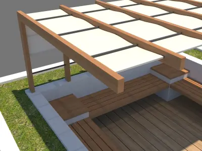 Pergola With Seating Sheltered Corner 3D model
