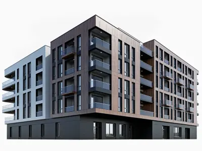 Modern residential building 16 3D model