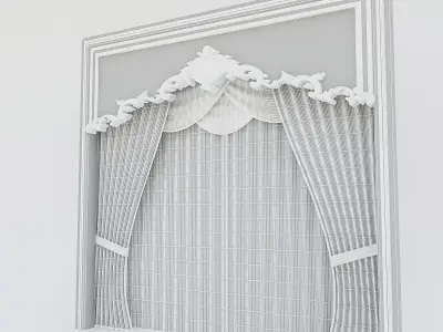 Classic Window And Curtain 3D model