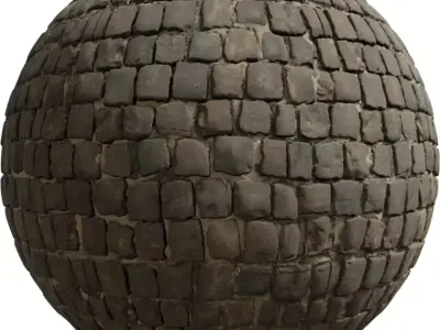 Worn Basalt Cobblestone Street  Texture