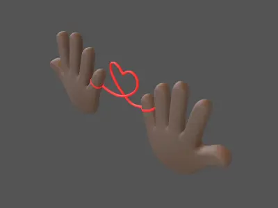 Hand with Red Line Icon v1 005 Low-poly 3D model