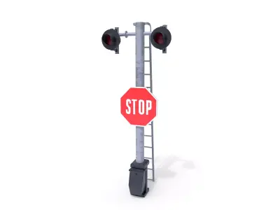 Rail Crossing Traffic Light 5 3D model
