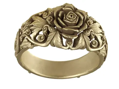 Golden rose Ring 3D print model purchase