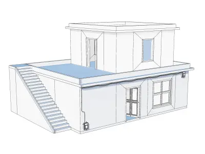 Old Building House for Game  Low-poly 3D model