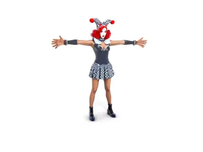 Circus Clowness in Colorful Attire Low-poly 3D model