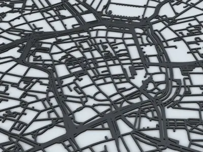 Leipzig Road Network and Streets 3D model