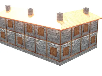 medieval house low poly village town residential house  77 Low-poly 3D model
