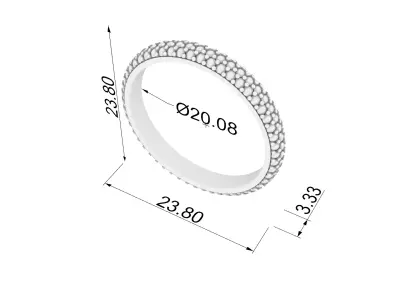 Triple Row Pave Eternity Ring JDBCo 3D print model