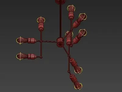 JERSEY industrial style chandelier with six light bulbs 3D model