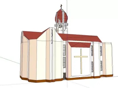 Architecture-Religion-God-Culture-Temple-070 church with roof 3D model