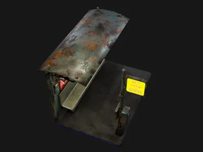 Cyber punk bus stop Low-poly 3D model