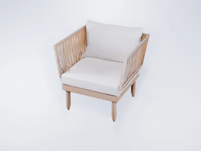 Low Poly Terrace Chair - Stylized Outdoor Furniture Model 3D model
