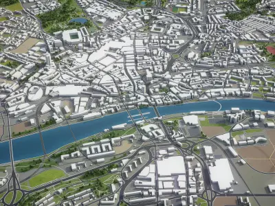 Newcastle upon Tyne  Low-poly 3D model