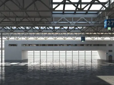Warehouse 5 industrial building with roof 3D model