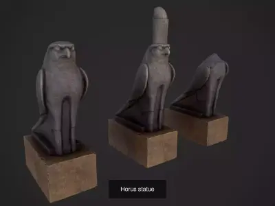 Collection of ancient Egyptian statues 3D Model Pack
