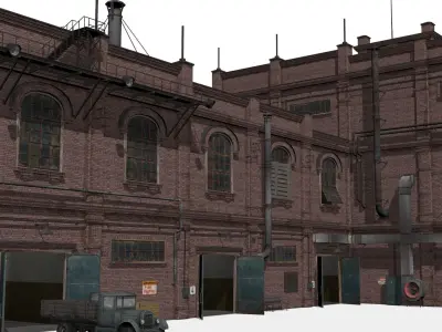 Old factory Low-poly 3D model
