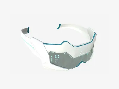 SciFi Glasses F01 White Blue - Character Design Fashion Low-poly 3D model