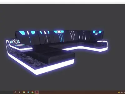 low poly couch with lights Low-poly 3D model
