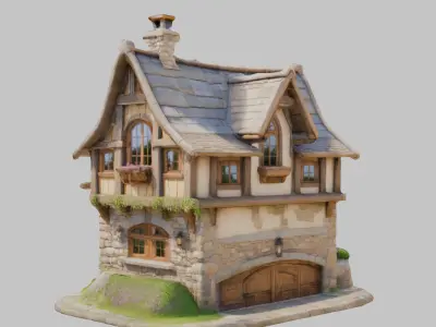 Realistic Wooden House 3D Model Low-poly 3D model