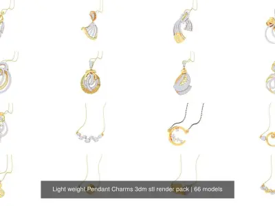 66 Light weight Pendant Charms 3dm stl render pack