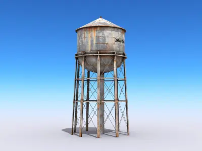 Water Tower Low-poly 3D model
