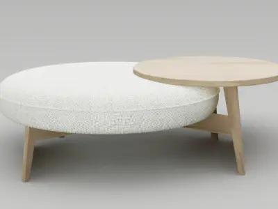 Round Coffee Table with Integrated Stool Low-poly 3D model