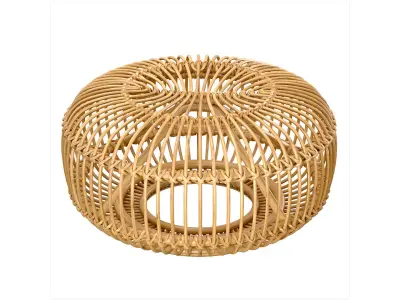 Mid century wicker rattan pouf Italy 1950s 3D model