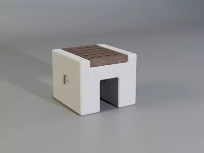 Concrete Bench - Type 3A short 3D model