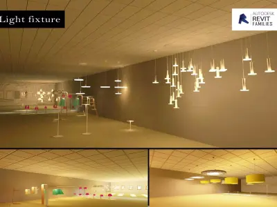 Parametric Revit Families Collection Lighting Fixtures Low-poly 3D model