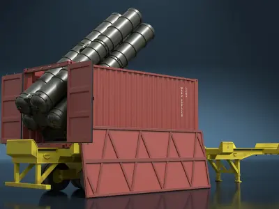  Missile Launch Container on Trailer Rigged for Maya 