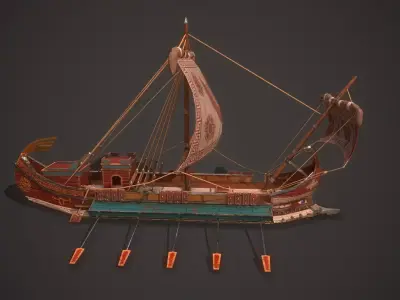 Ancient Ship Trireme 01 Low-poly 3D model