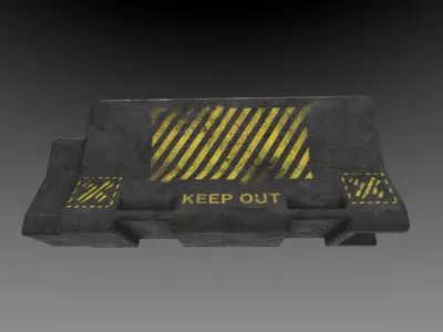 Short Concrete Barrier with slight damage Free low-poly 3D model