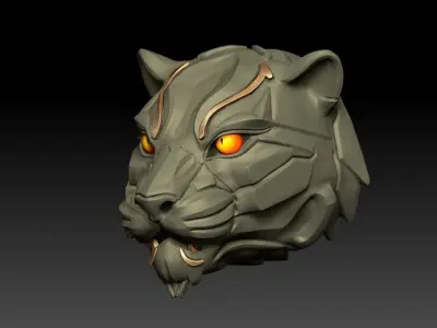 Sci-Fi Panther Head Statue M50 3D print model